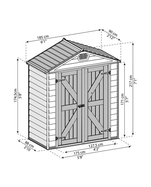 Caseta policarbonato+aluminio Skylight 185 x 90 cm Gris-9