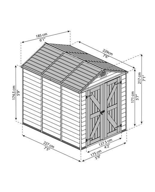 Caseta policarbonato+aluminio Skylight 185 x 229 cm Gris-9