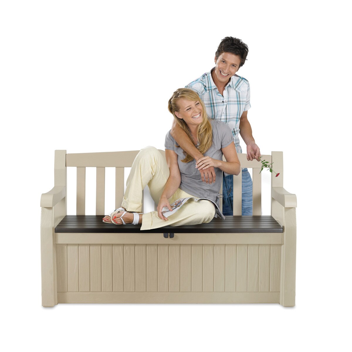 Arcón Banco de resina Eden Garden Bench Beige-2