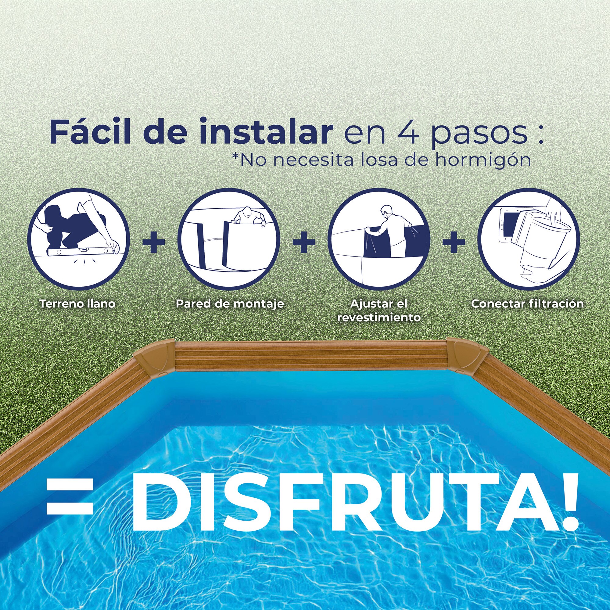 Piscina Acero Redonda imitación Madera 350 x 120 cm Madera-9