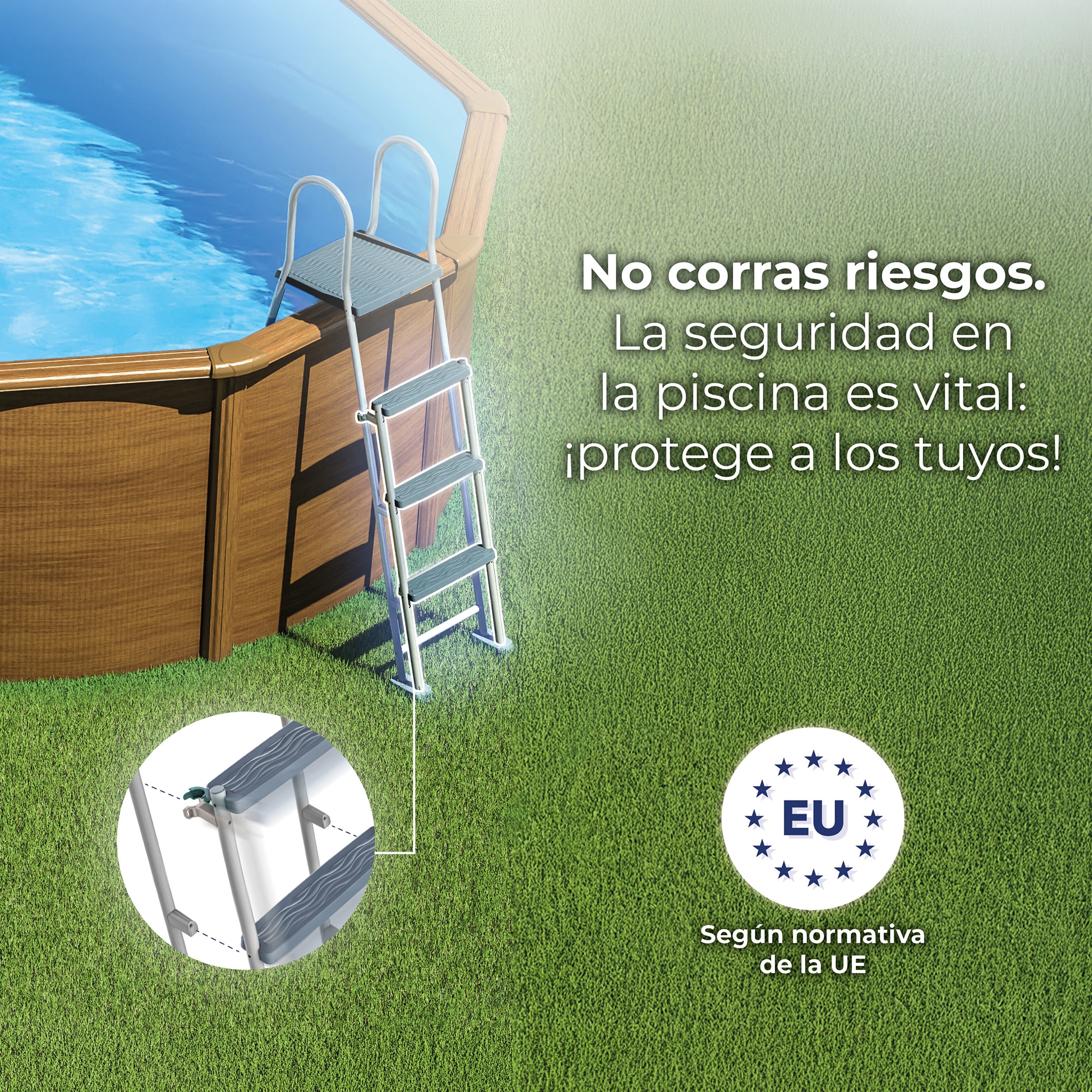 Piscina Acero Redonda imitación Madera 350 x 120 cm Madera-12