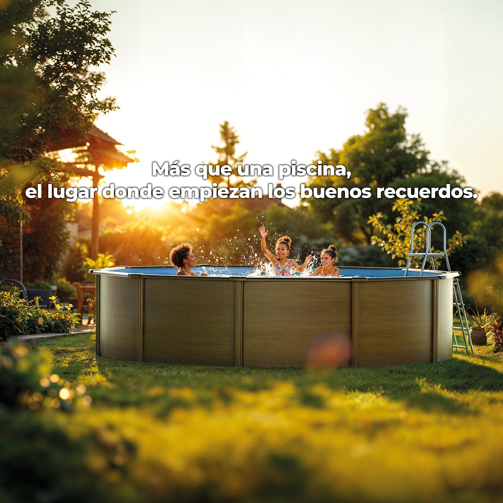 Piscina Acero Redonda imitación Madera 350 x 120 cm Madera-13