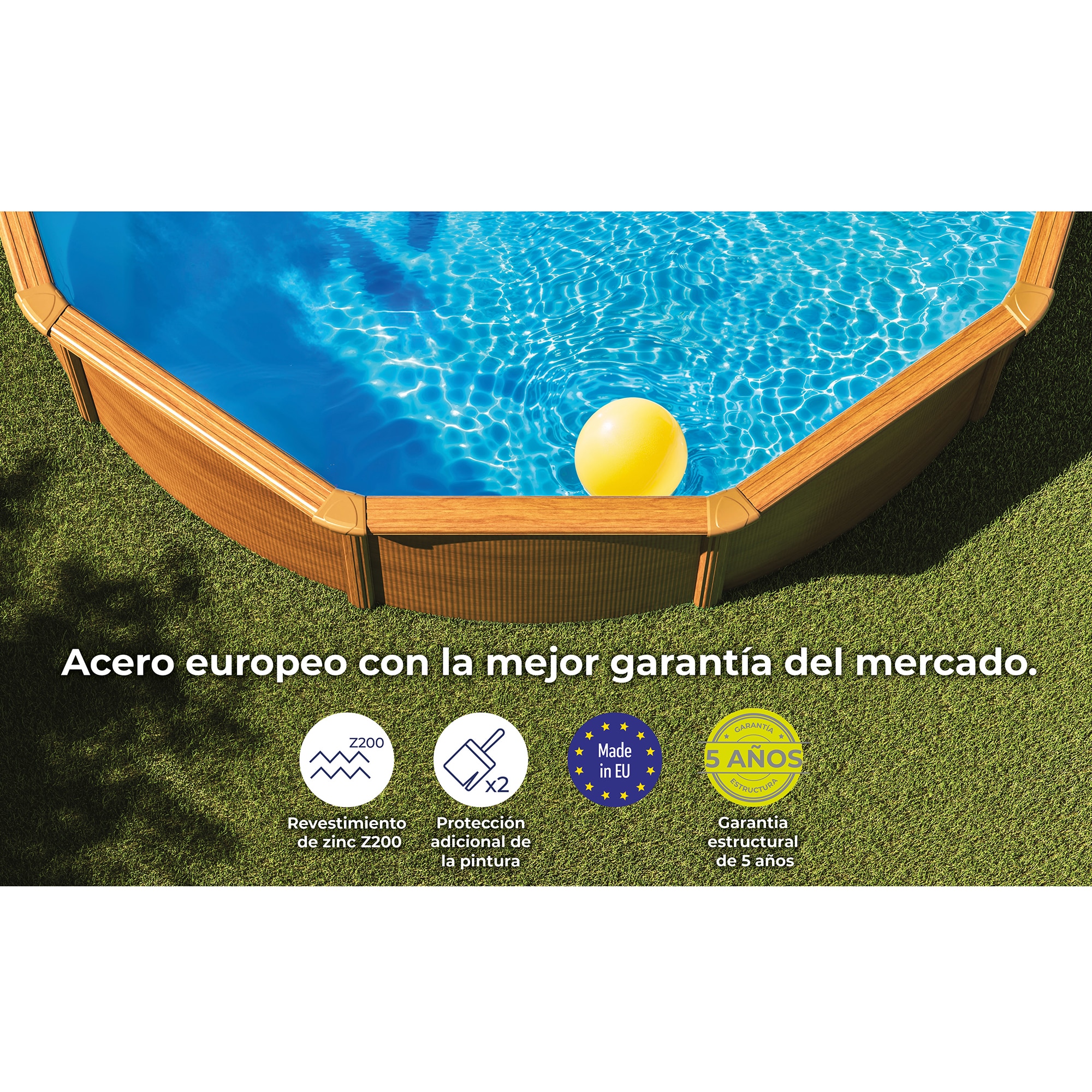 Piscina Acero Redonda imitación Madera 460 x 120 cm Madera-9