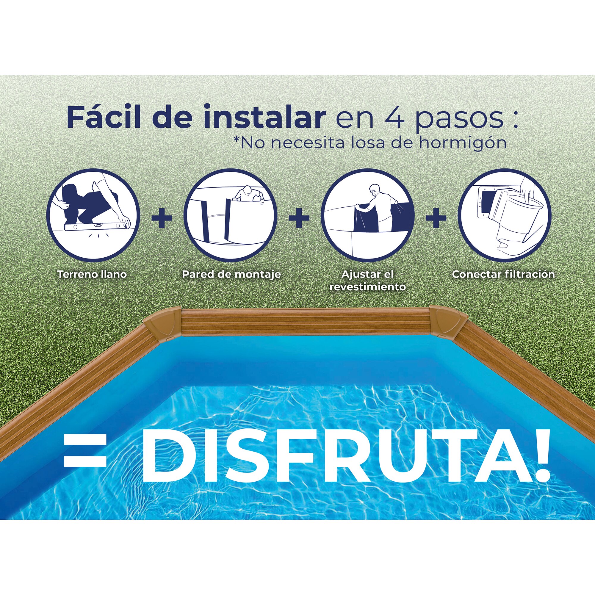 Piscina Acero Redonda imitación Madera 460 x 120 cm Madera-10