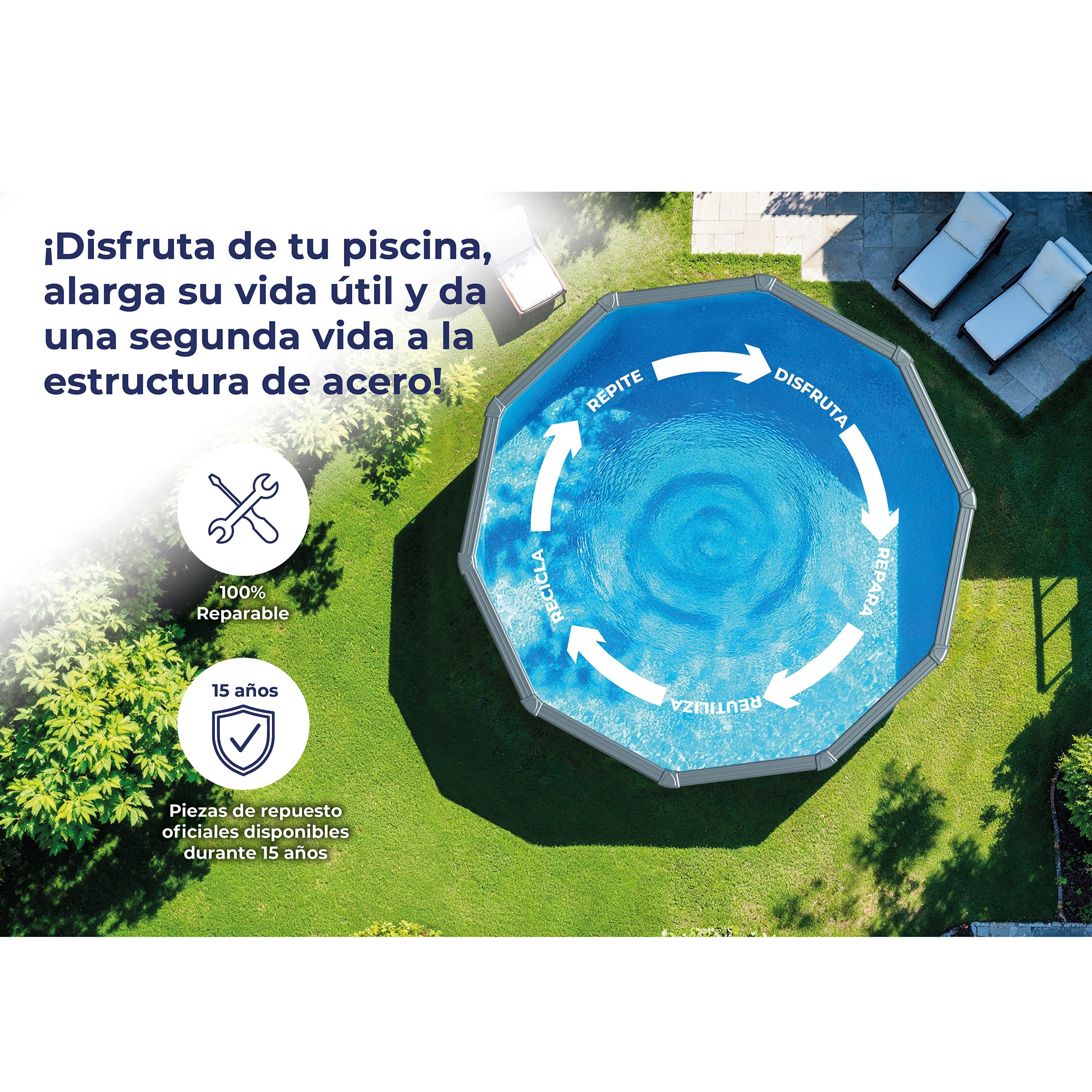 Piscina Acero Redonda imitación Madera 460 x 120 cm Madera-11
