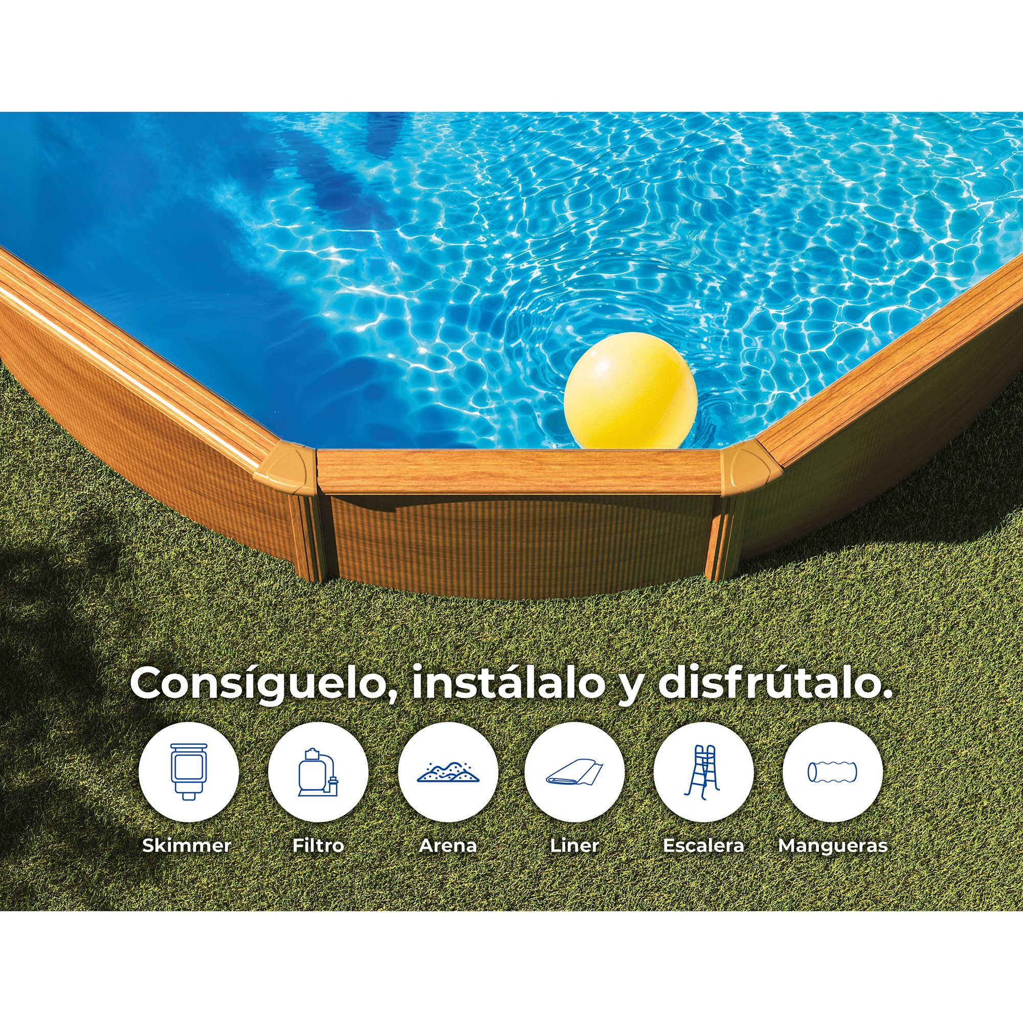 Piscina Acero Redonda imitación Madera 460 x 120 cm Madera-12