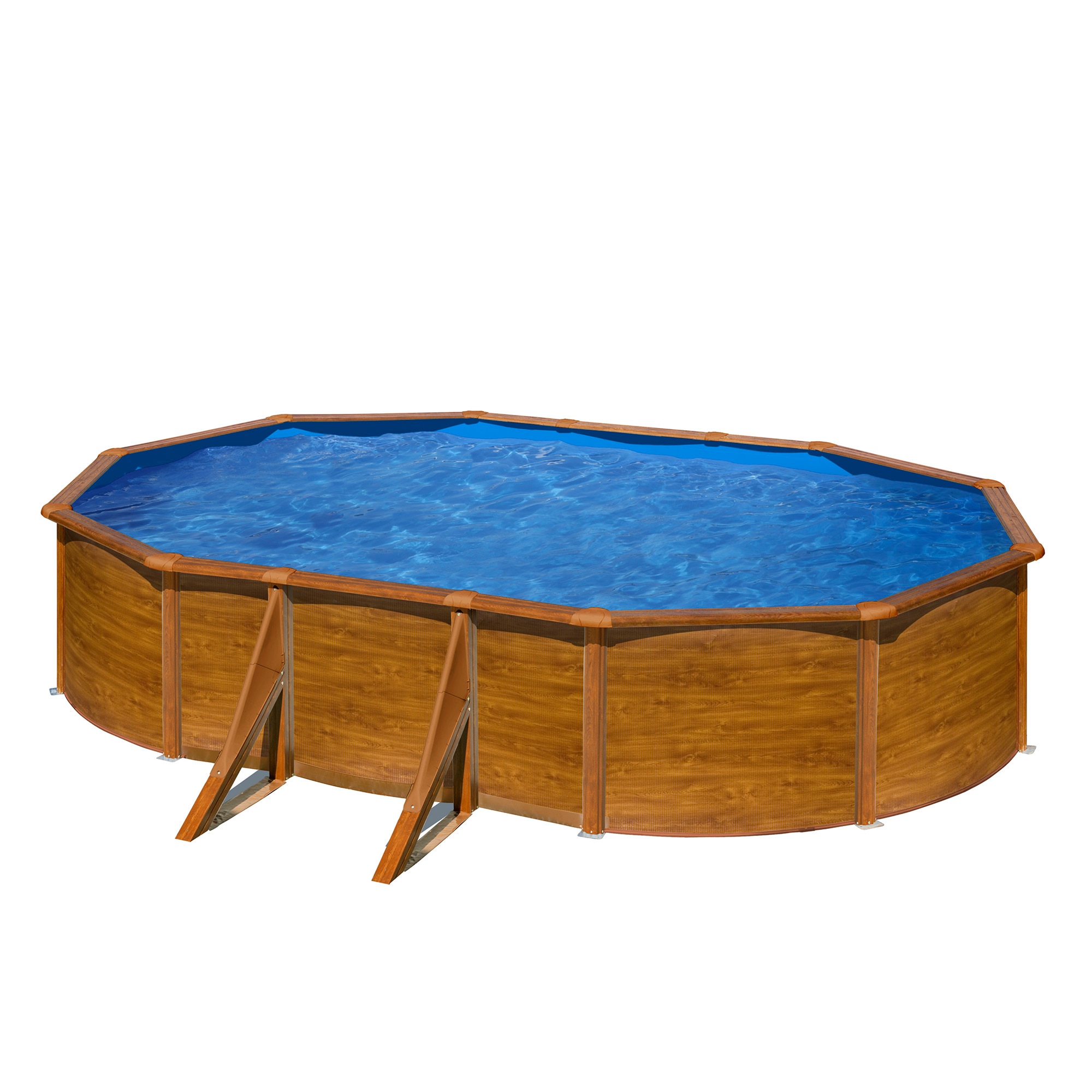 Gre - Piscina Acero Oval aspecto Madera 610 x 375 x 120 cm.