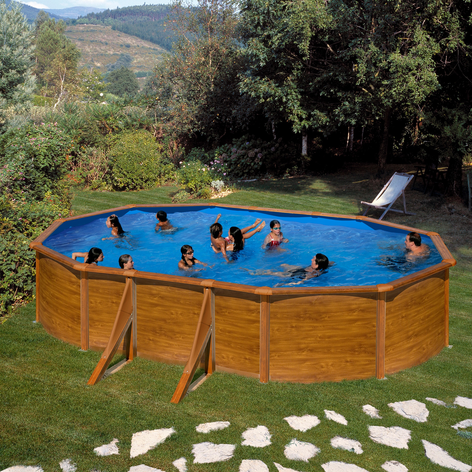 Piscina Acero Oval aspecto Madera 610 x 375 x 120 cm 6
