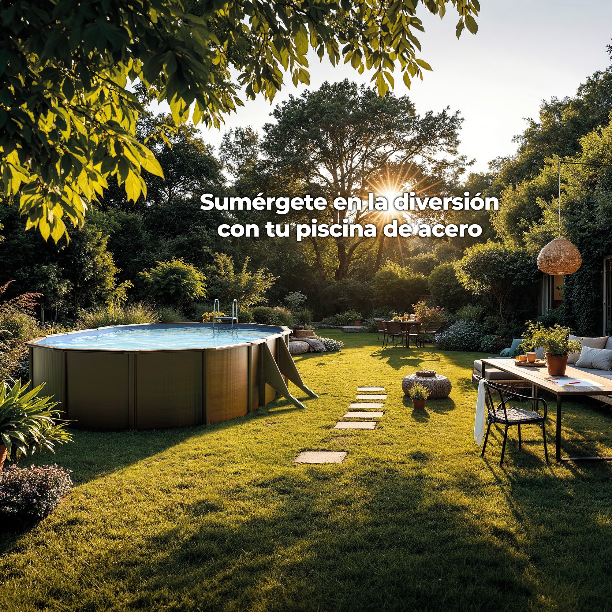 Piscina Acero Oval aspecto Madera 610 x 375 x 120 cm 8