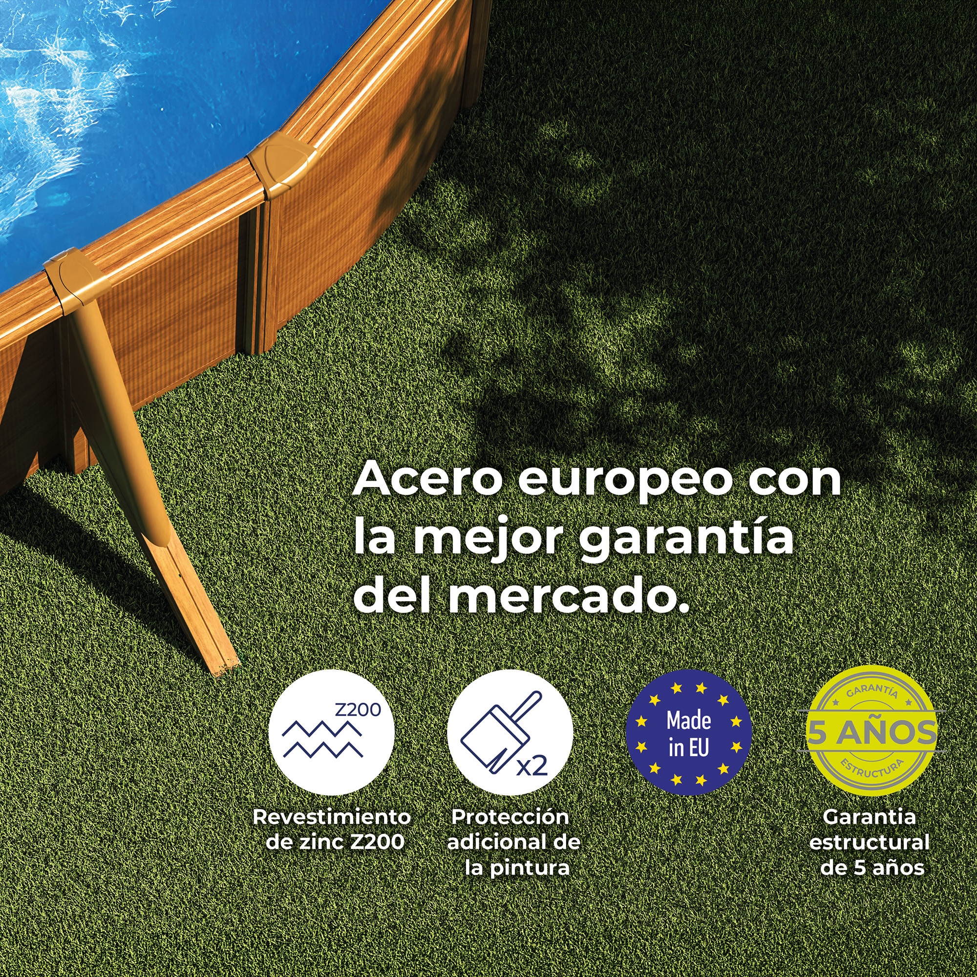 Piscina Acero Oval aspecto Madera 610 x 375 x 120 cm 10