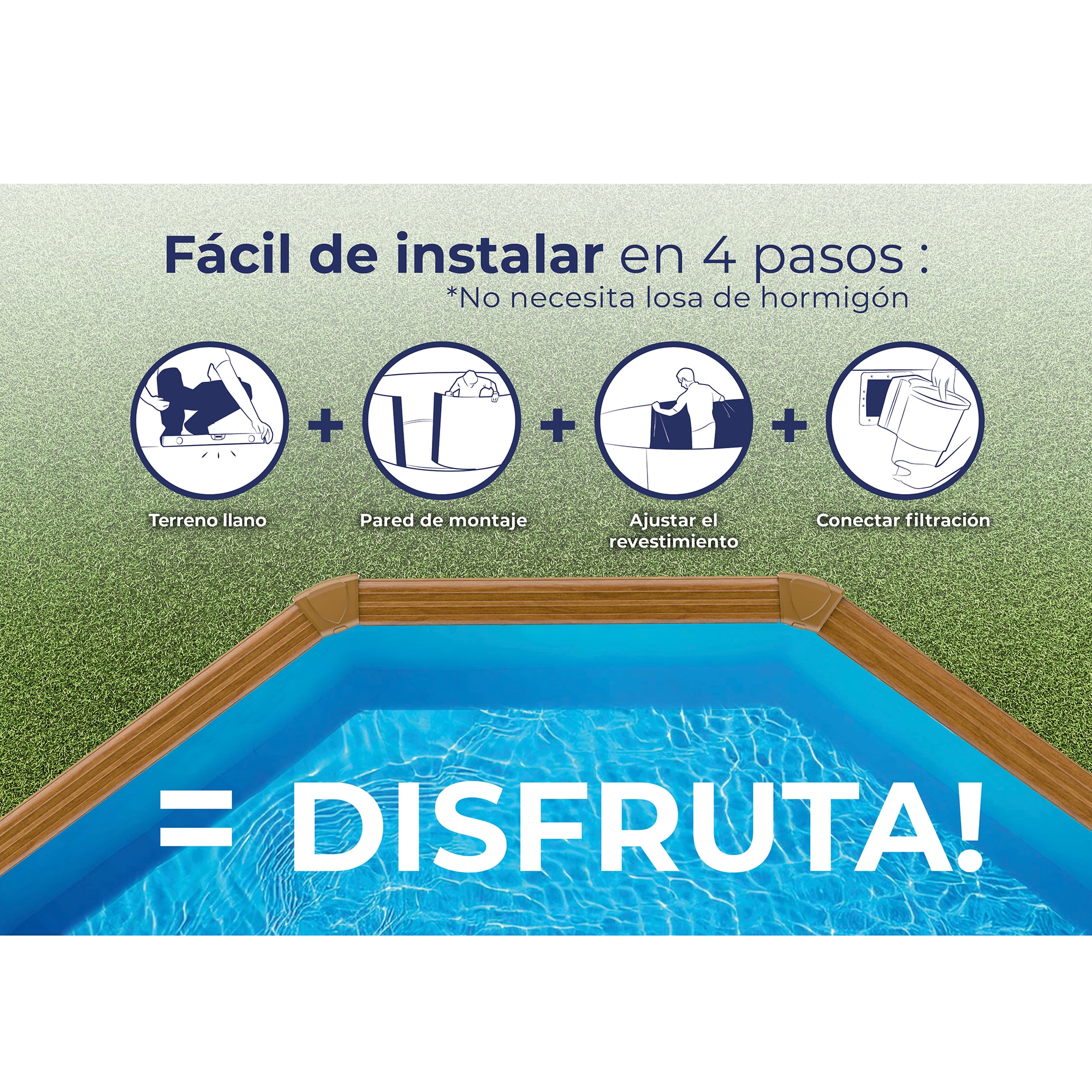 Piscina Acero Oval aspecto Madera 610 x 375 x 120 cm 11