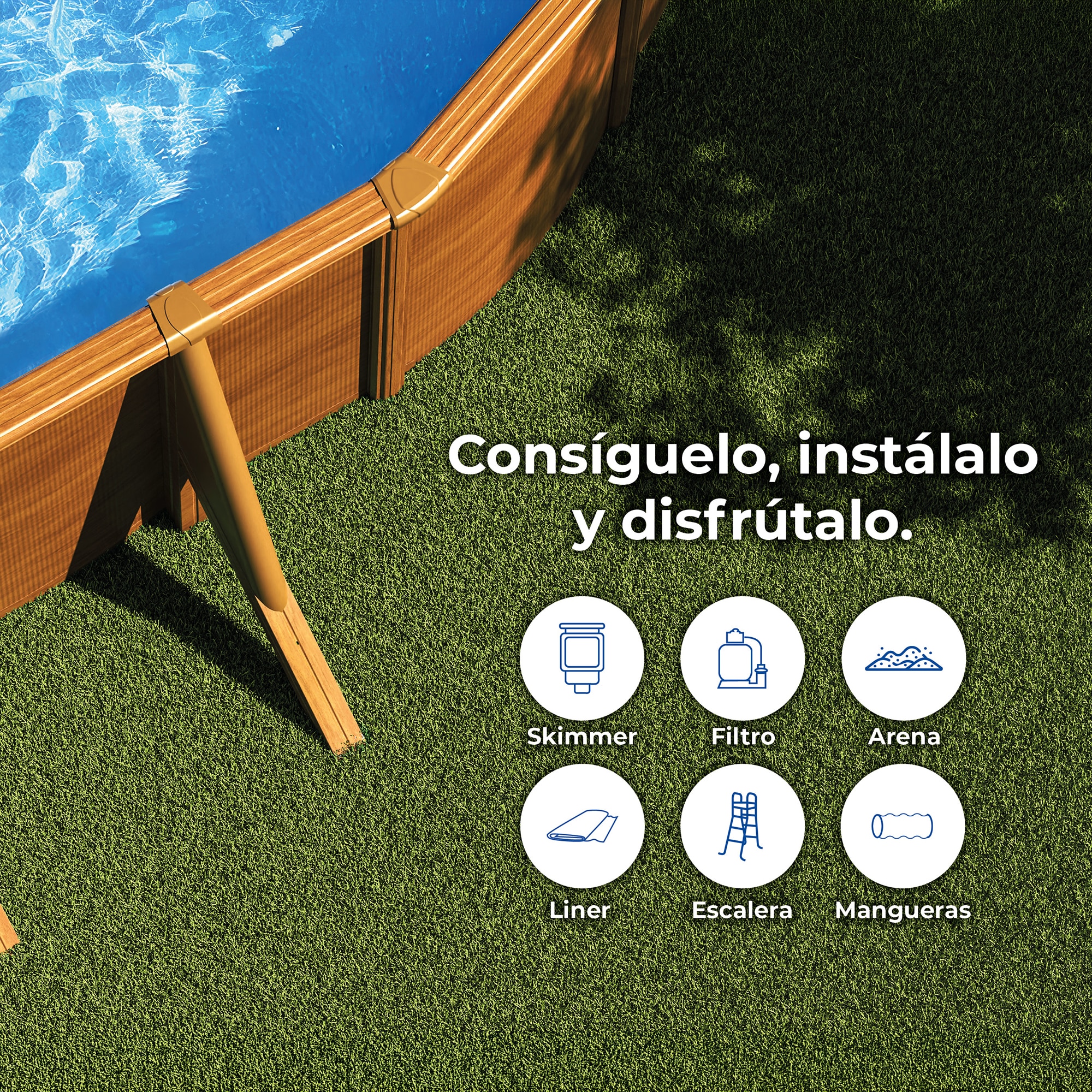 Piscina Acero Oval aspecto Madera 610 x 375 x 120 cm 13