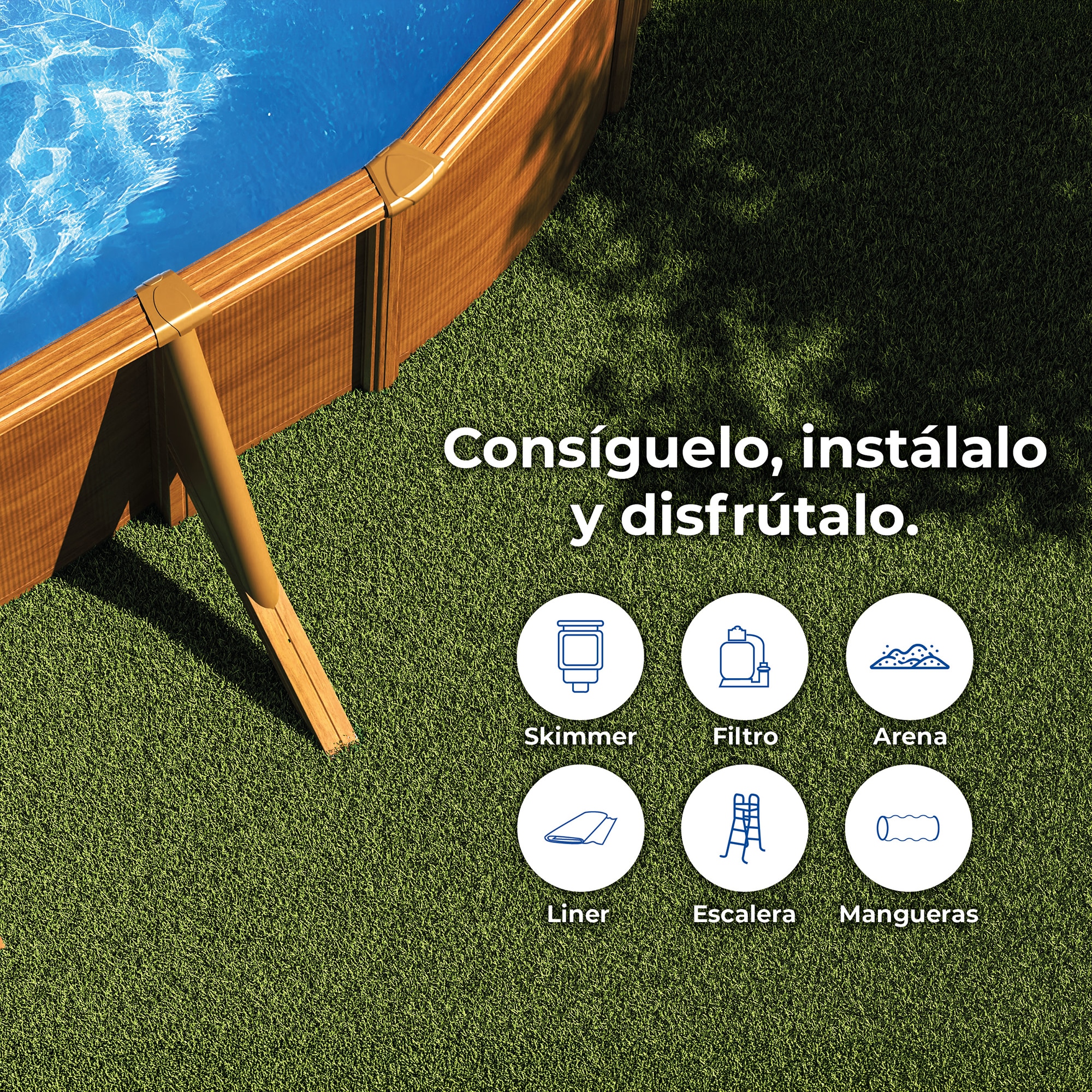 Piscina Acero Oval aspecto Madera 610 x 375 x 120 cm 14