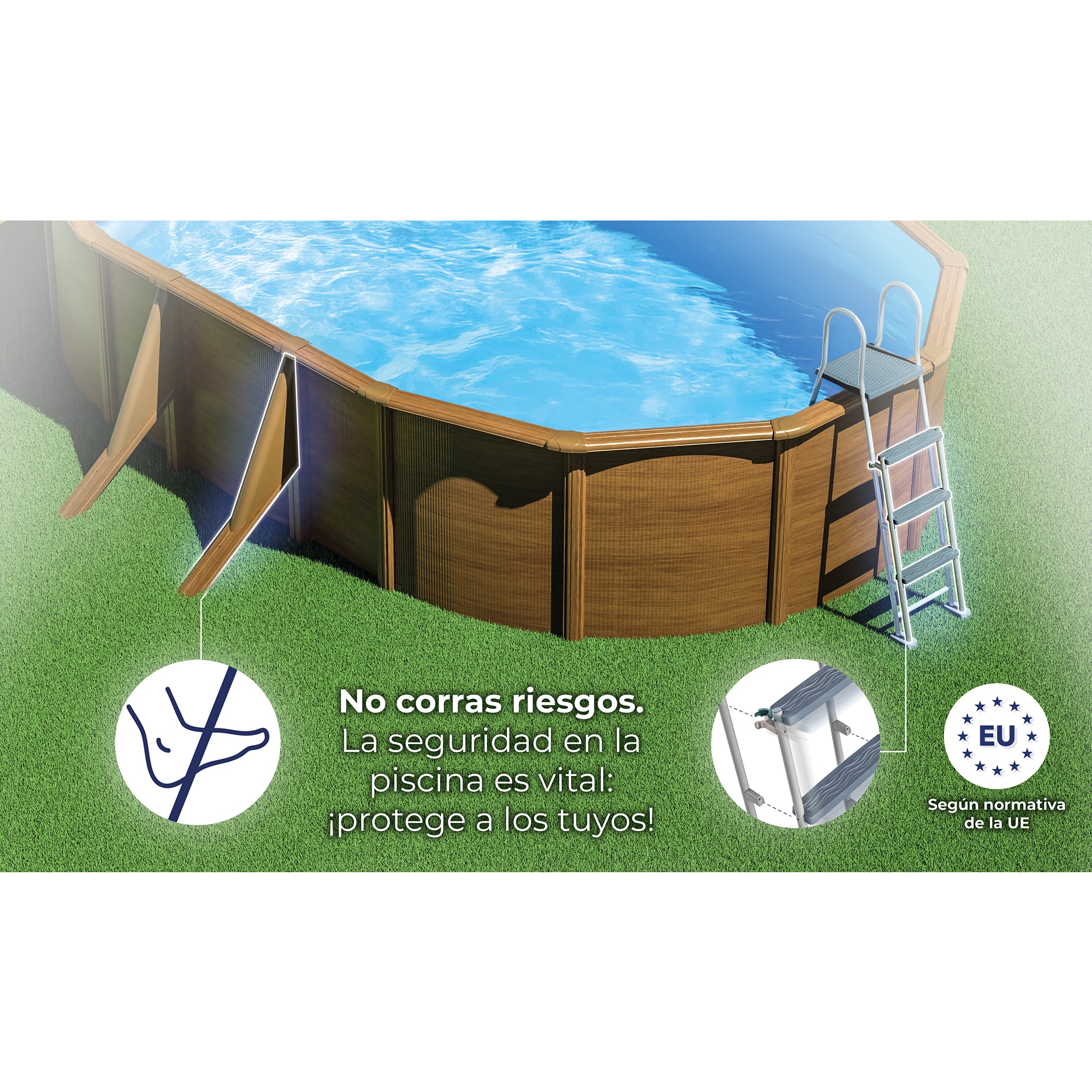 Piscina Acero Oval aspecto Madera 610 x 375 x 120 cm 15