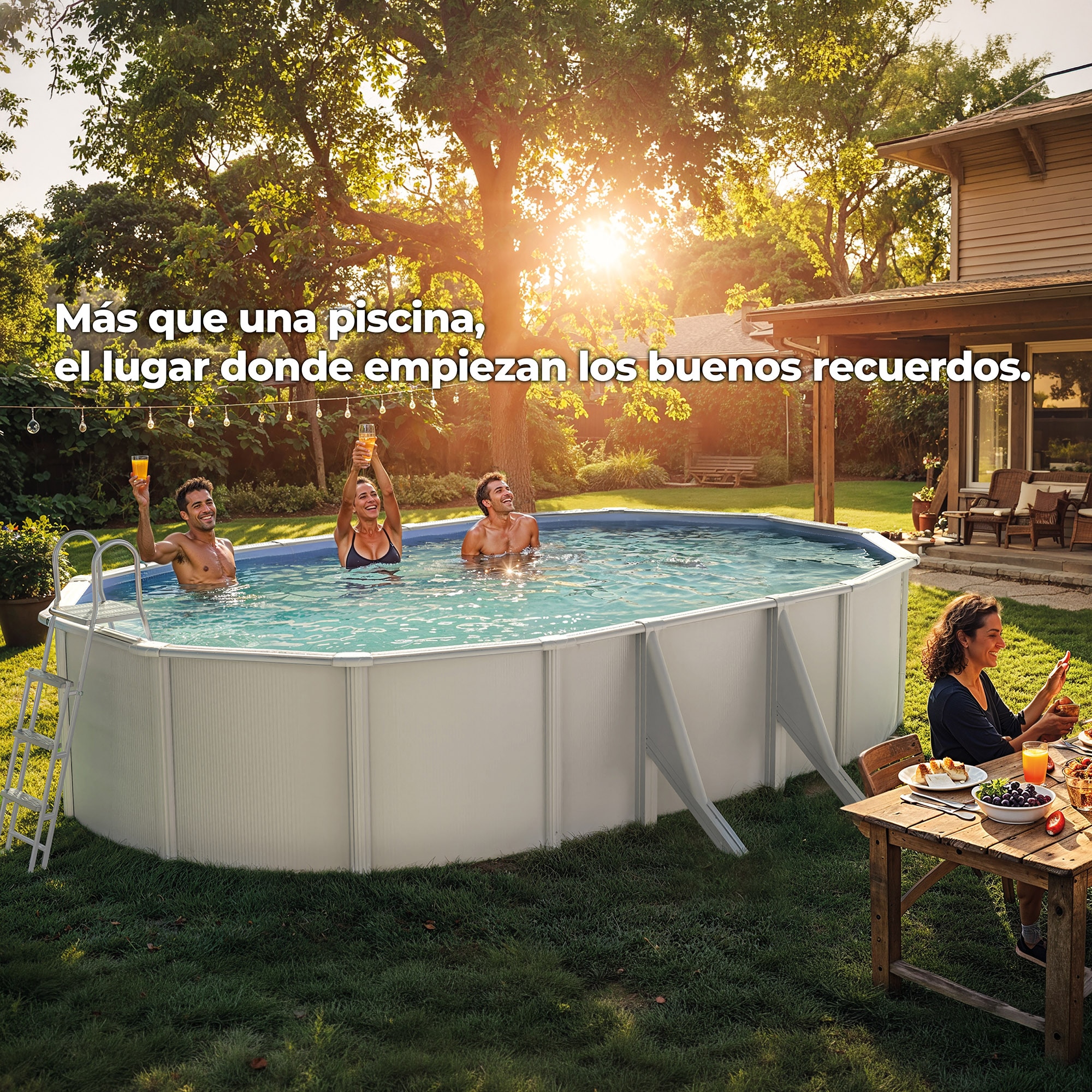 Piscina Acero Ovalada Lacada Blanco 610 x 375 x 120 cm 9