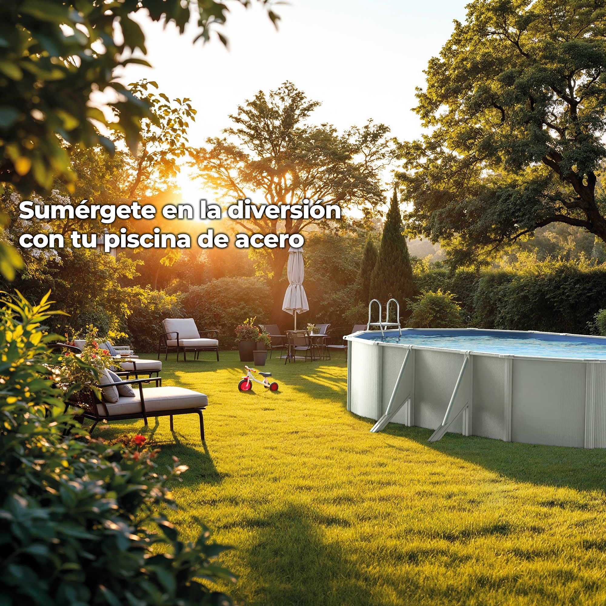 Piscina Acero Ovalada Lacada Blanco 610 x 375 x 120 cm 10