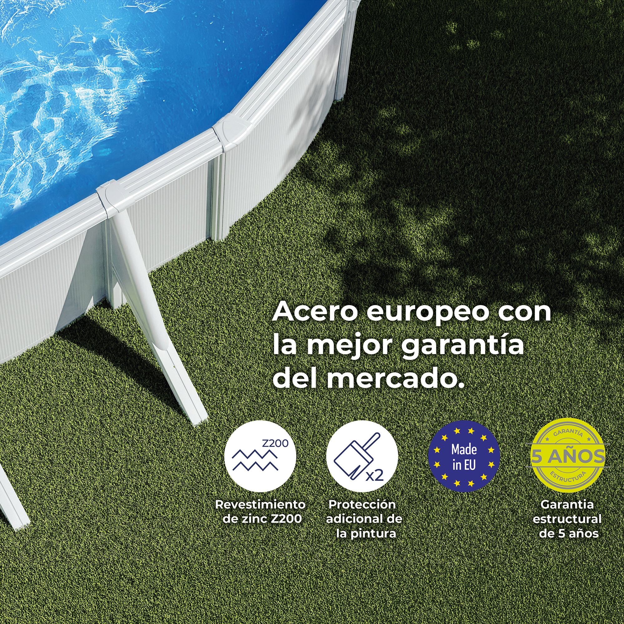 Piscina Acero Ovalada Lacada Blanco 610 x 375 x 120 cm 11
