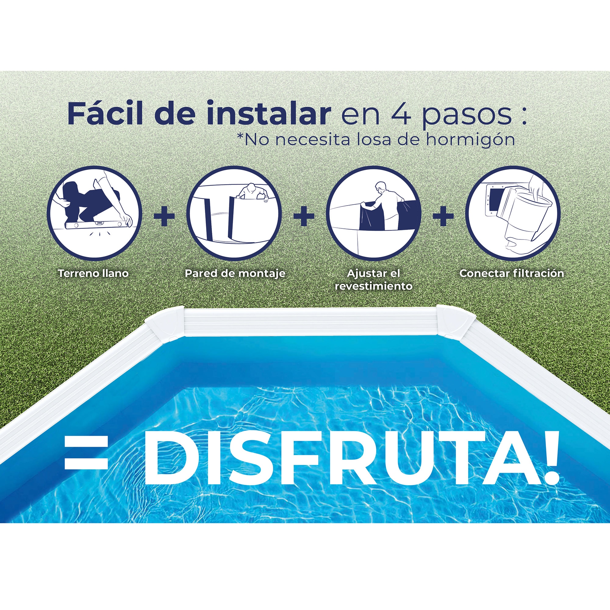 Piscina Acero Ovalada Lacada Blanco 610 x 375 x 120 cm 12