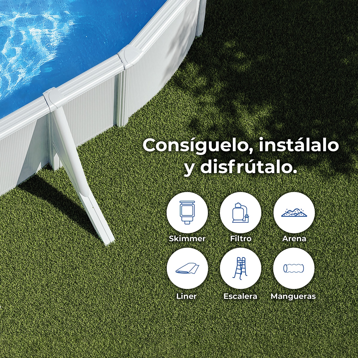 Piscina Acero Ovalada Lacada Blanco 610 x 375 x 120 cm 14