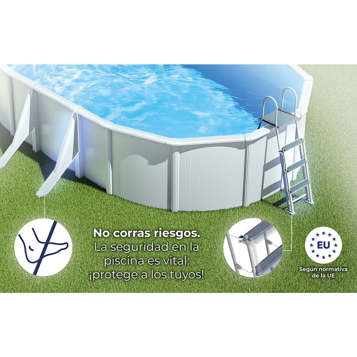Piscina Acero Ovalada Lacada Blanco 610 x 375 x 120 cm 15