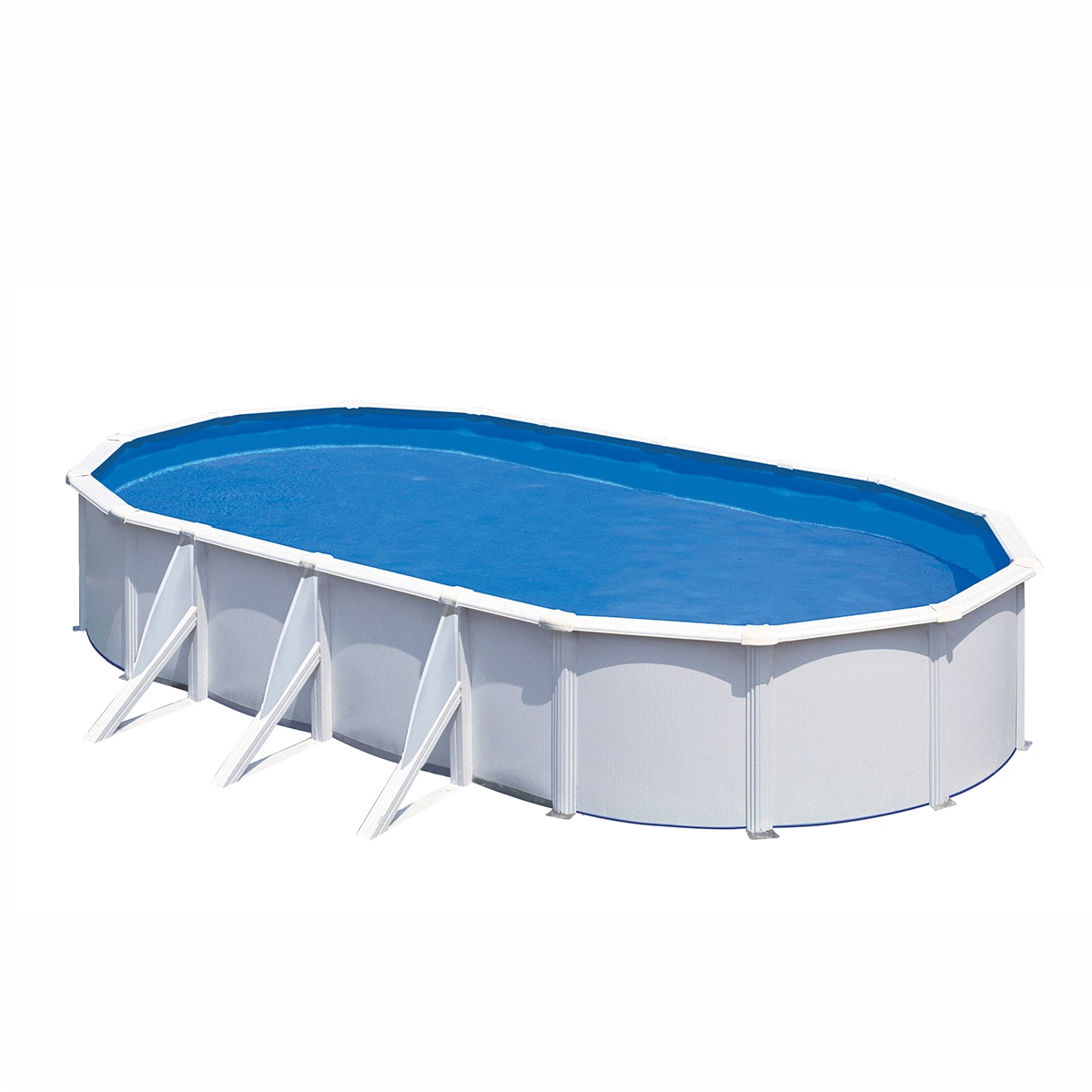 Gre - Piscina Acero Ovalada Lacada Blanco 730 x 375 x 120 cm.