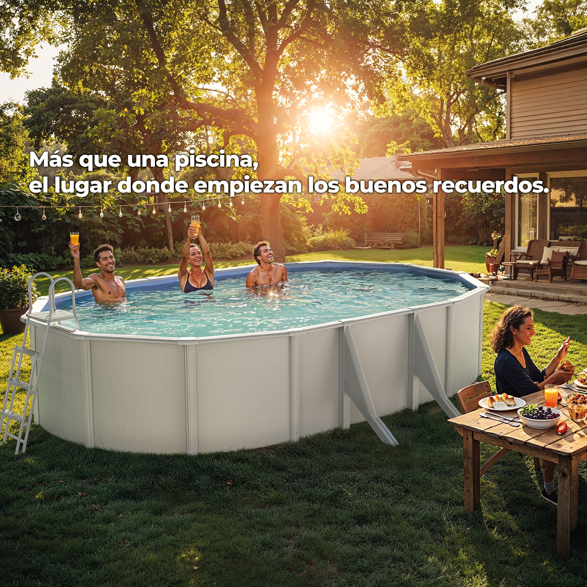 Piscina Acero Ovalada Lacada Blanco 730 x 375 x 120 cm Blanco-10