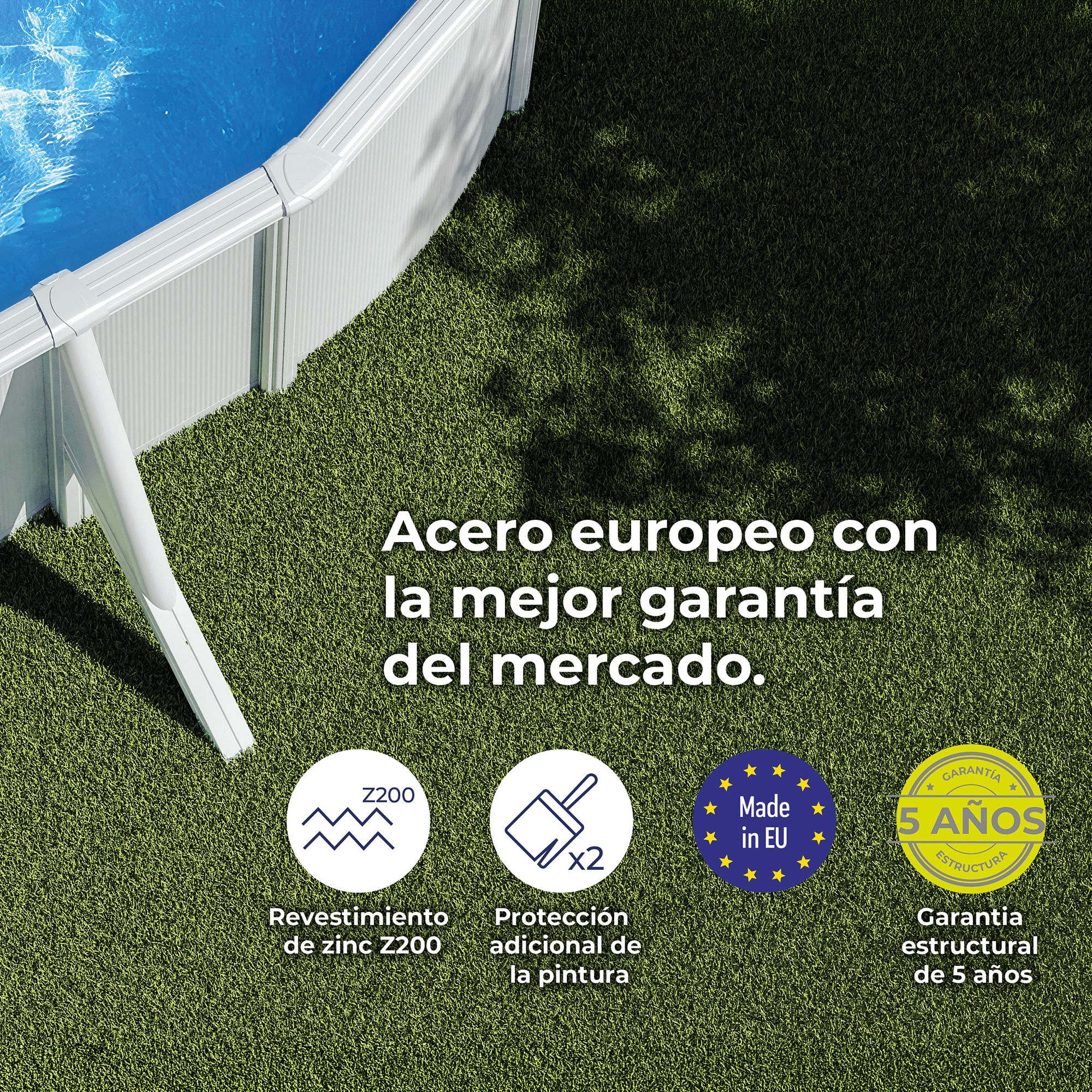Piscina Acero Ovalada Lacada Blanco 730 x 375 x 120 cm Blanco-12
