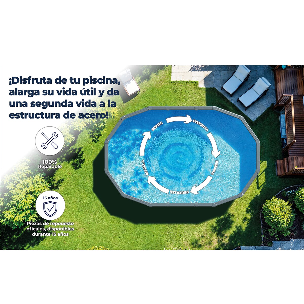 Piscina Acero Ovalada Lacada Blanco 730 x 375 x 120 cm Blanco-14