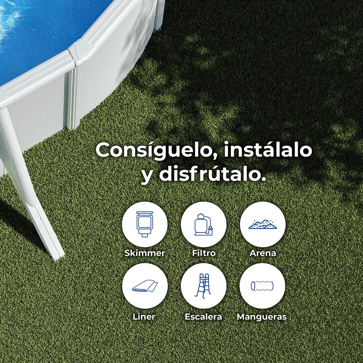 Piscina Acero Ovalada Lacada Blanco 730 x 375 x 120 cm Blanco-15