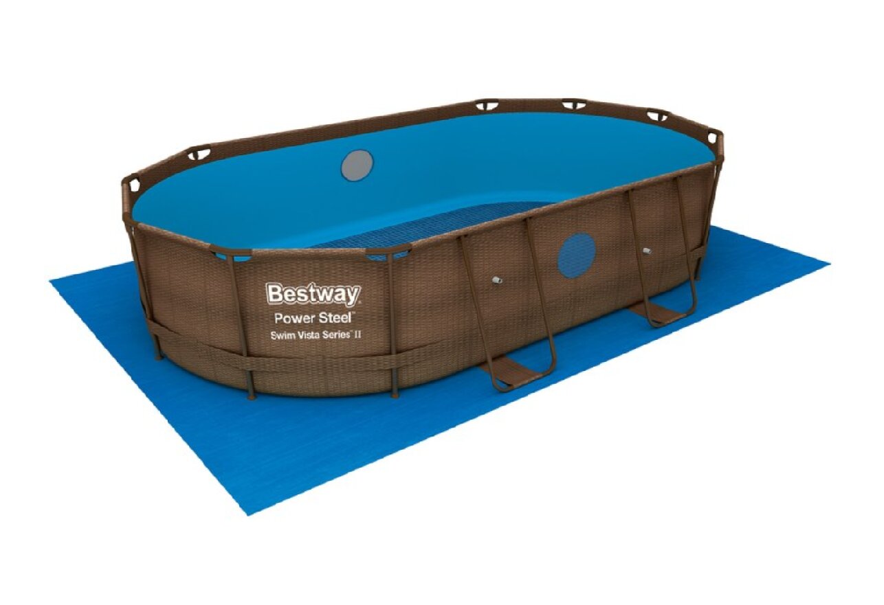 Piscina ovalada tubular Power Steel Diseño Ratán 427 x 250 x 100 cm Marrón / Azul-3