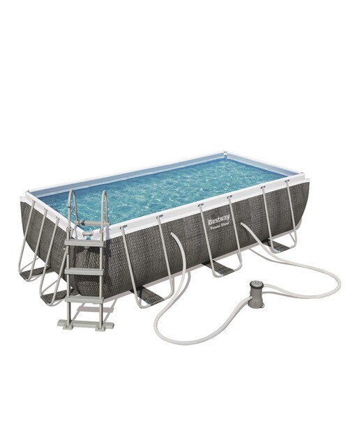 Piscina tubular Power Steel Diseño Ratán 404 x 201 x 100 cm Gris-1