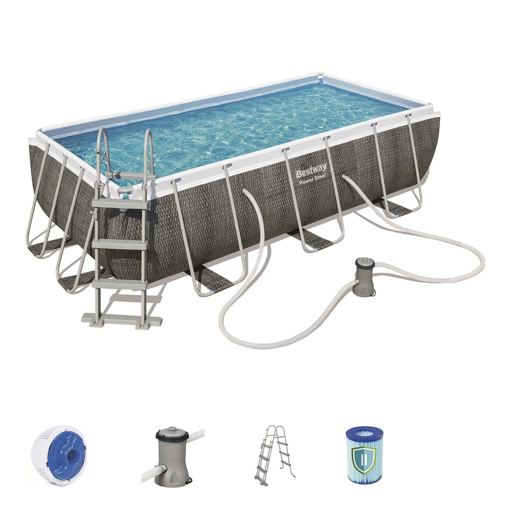 Piscina tubular Power Steel Diseño Ratán 404 x 201 x 100 cm Gris-2