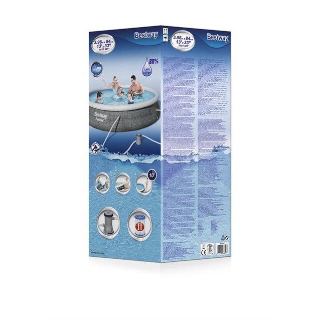 Piscina Hinchable Fast Set Diseño Ratán Ø 396 x 84 cm Gris-2