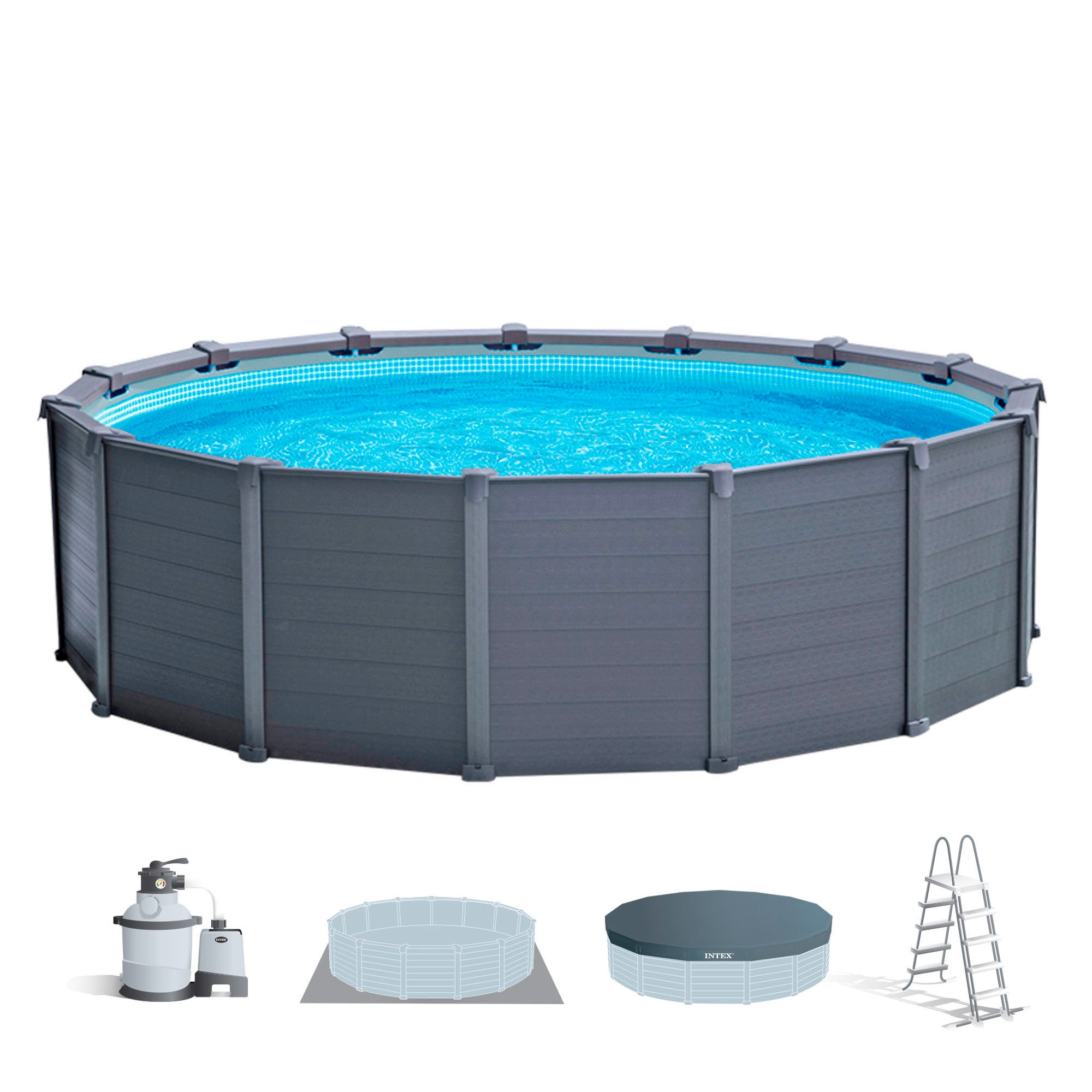 Imagen 0 de Piscina redonda Panelada Graphite Gray Ø 478 x 124 cm