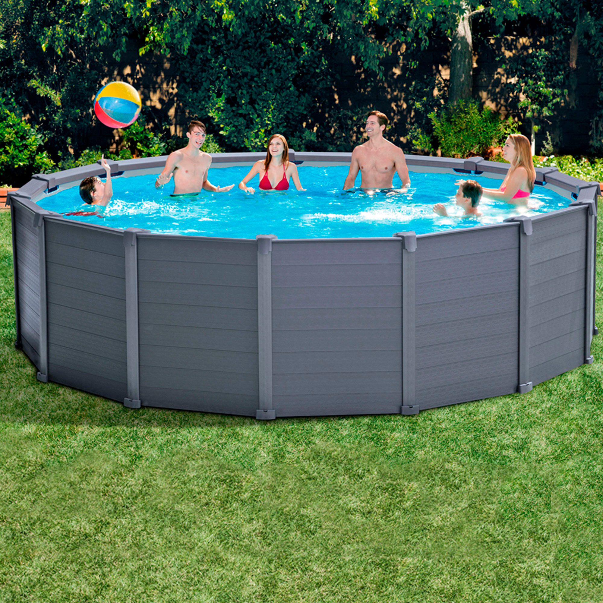 Piscina redonda Panelada Graphite Gray Ø 478 x 124 cm Grafito-2