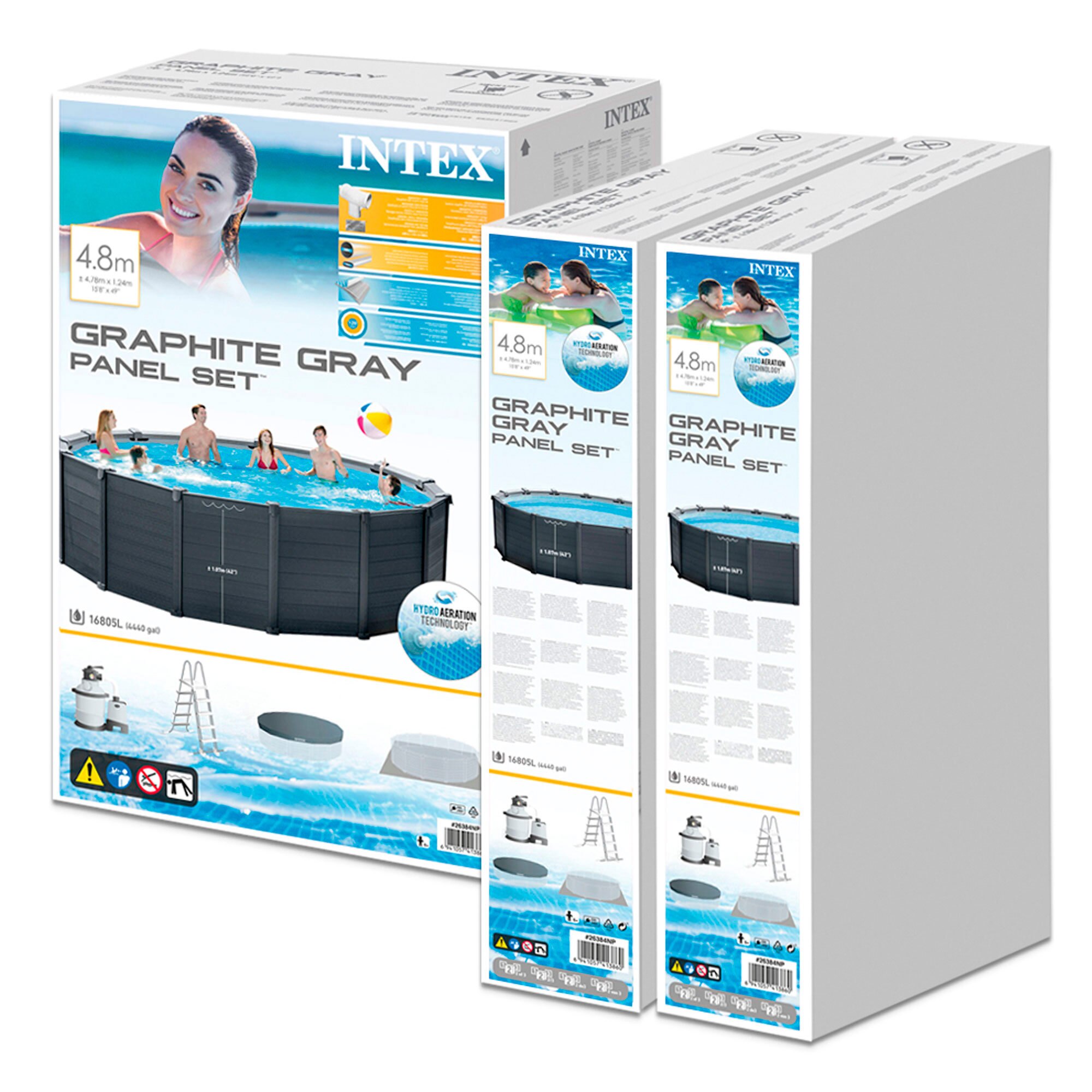 Piscina redonda Panelada Graphite Gray Ø 478 x 124 cm Grafito-8