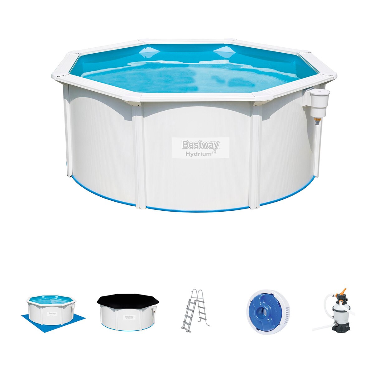 Piscina chapa de acero reforzada Hydrium Ø 300 x 120 cm Blanco-7