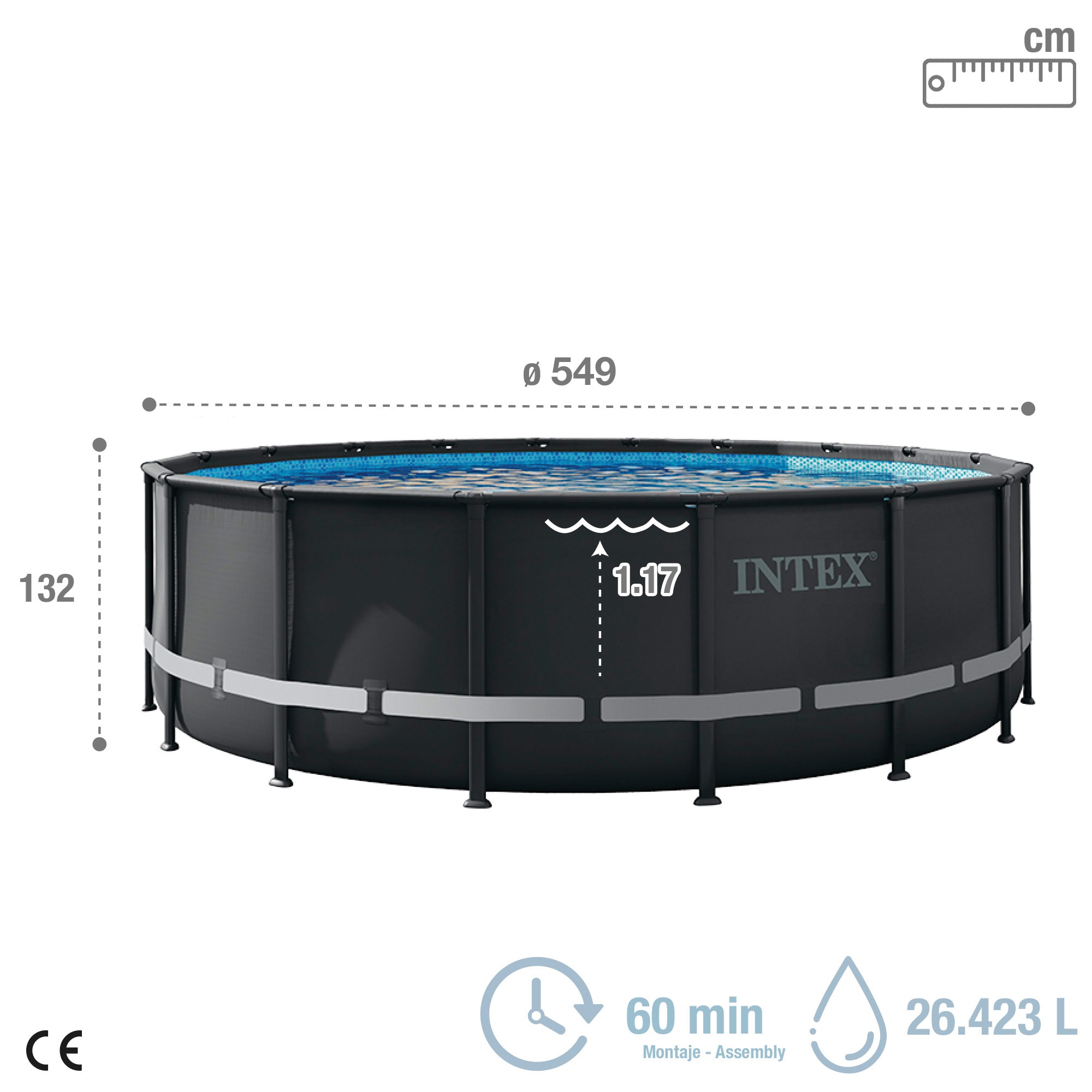 Piscina desmontable Ultra Frame XTR Ø 549 x 132 cm Gris-8