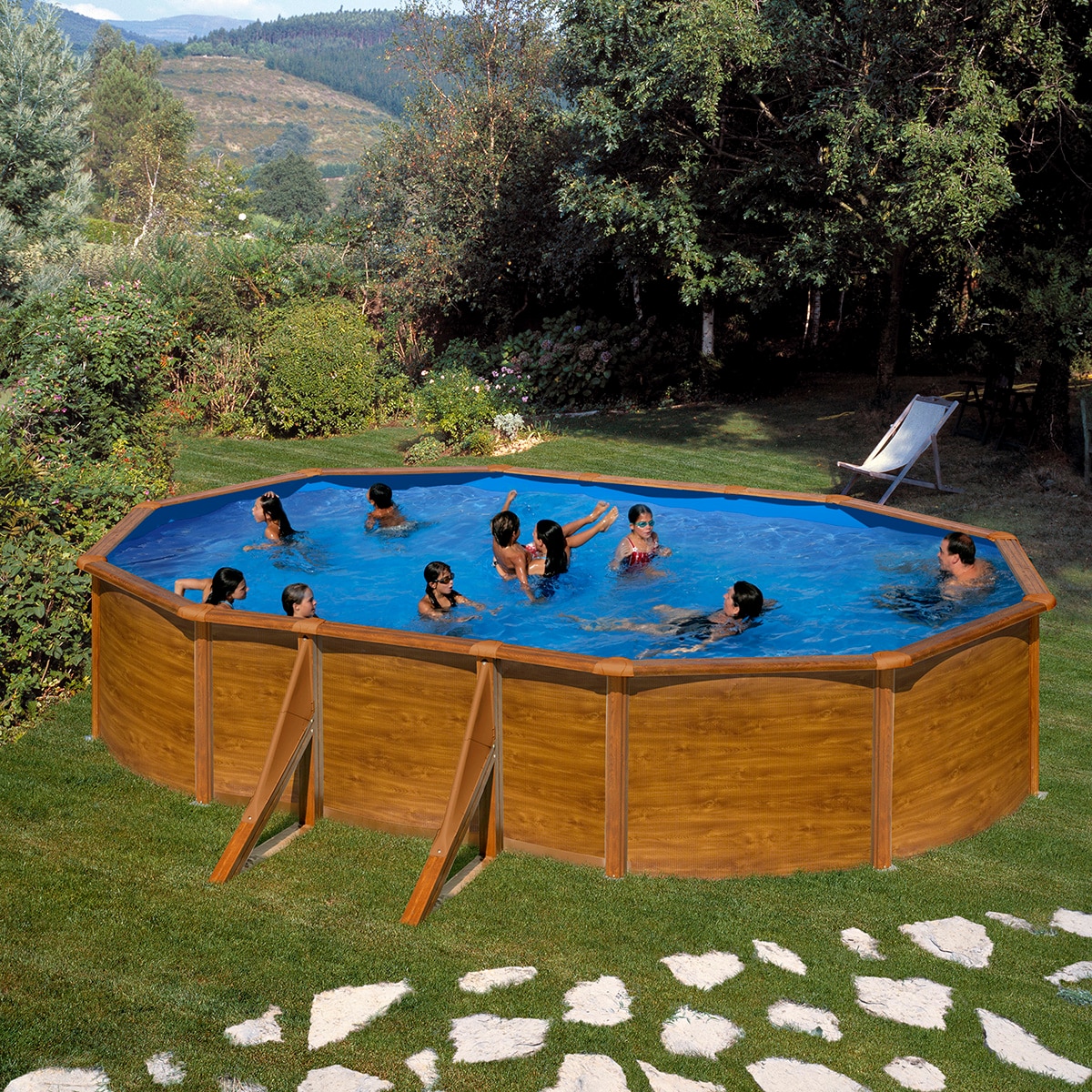 Piscina chapa acero Pacific Aspecto Madera 500 x 300 x 120 cm Madera-6