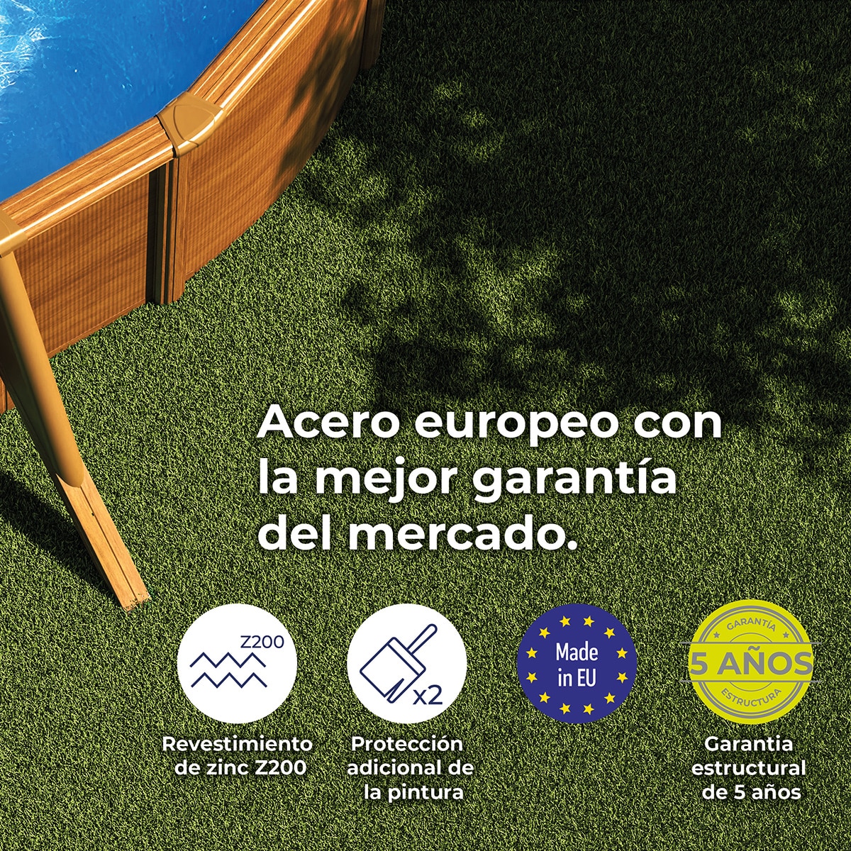 Piscina chapa acero Pacific Aspecto Madera 500 x 300 x 120 cm Madera-9