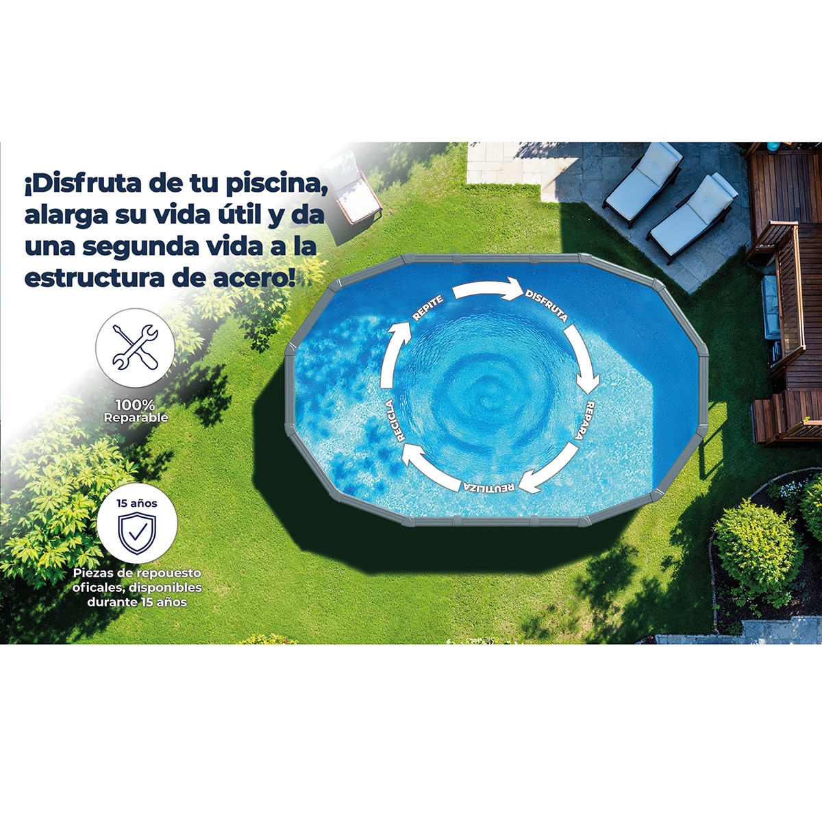 Piscina chapa acero Pacific Aspecto Madera 500 x 300 x 120 cm Madera-11