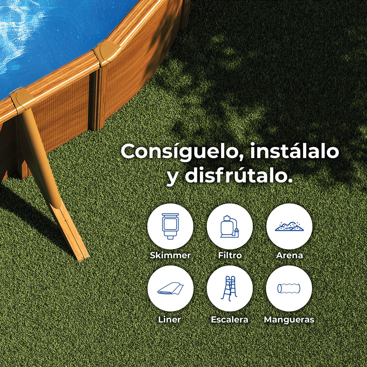 Piscina chapa acero Pacific Aspecto Madera 500 x 300 x 120 cm Madera-12