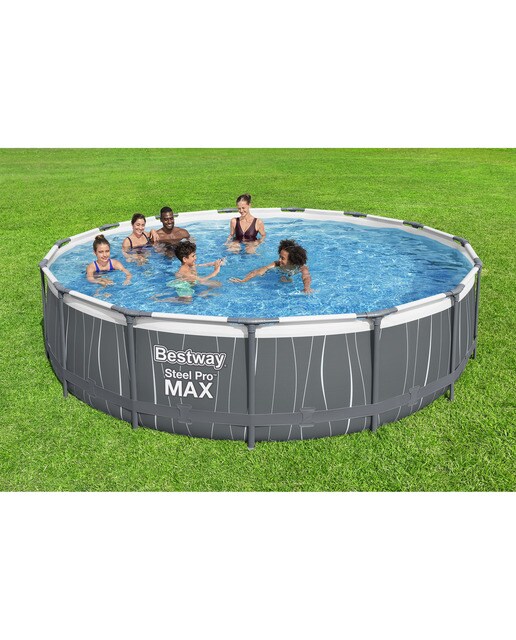 Piscina Redonda Steel Pro Max Led Ø 457 x 107 cm Cinzento-13