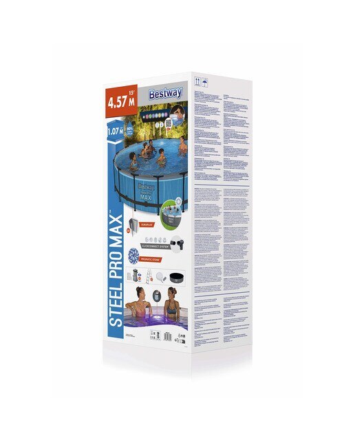 Piscina Redonda Steel Pro Max Led Ø 457 x 107 cm Cinzento-17