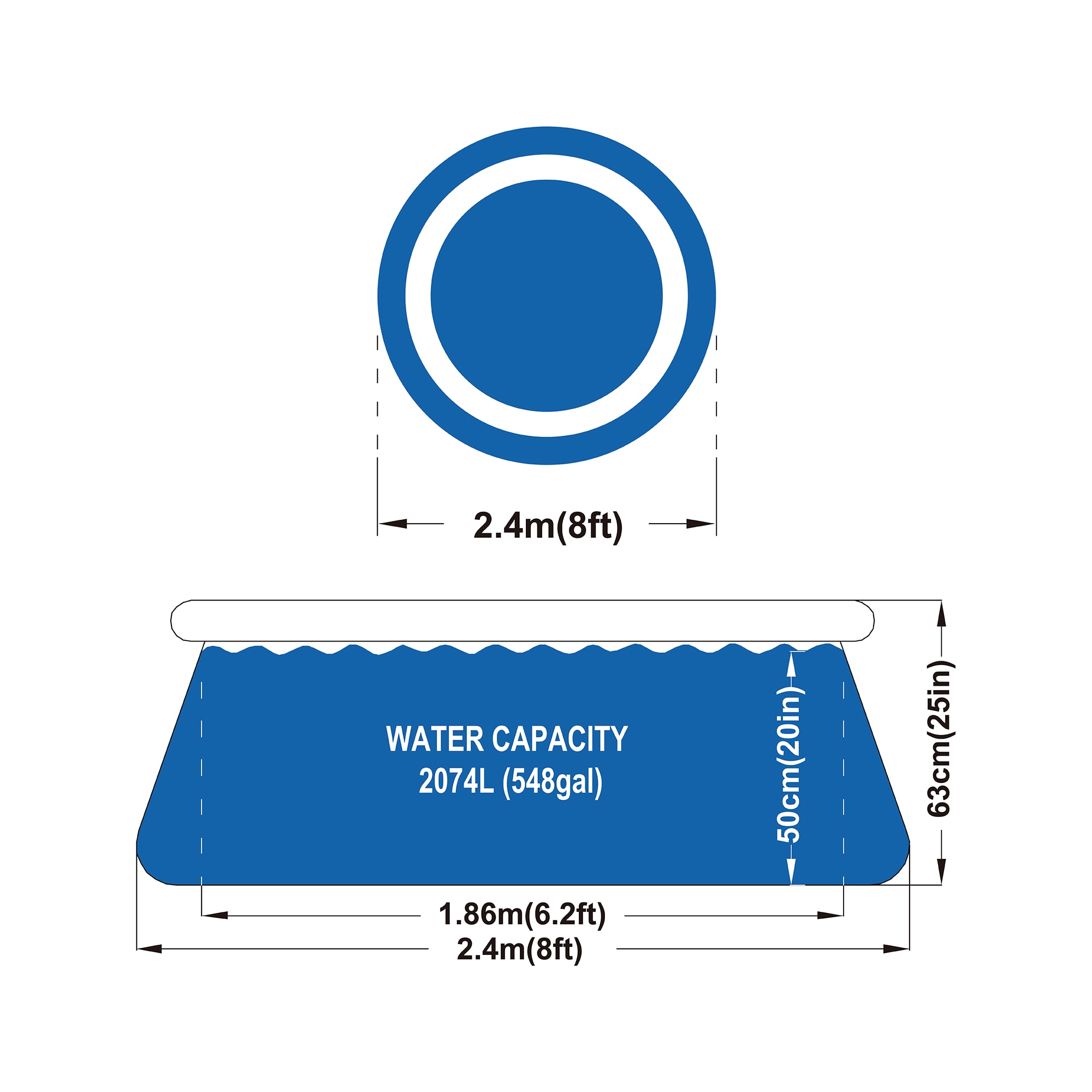 Piscina inflable Avenli de 240 cm de diámetro y 63 cm de altura Azul-8