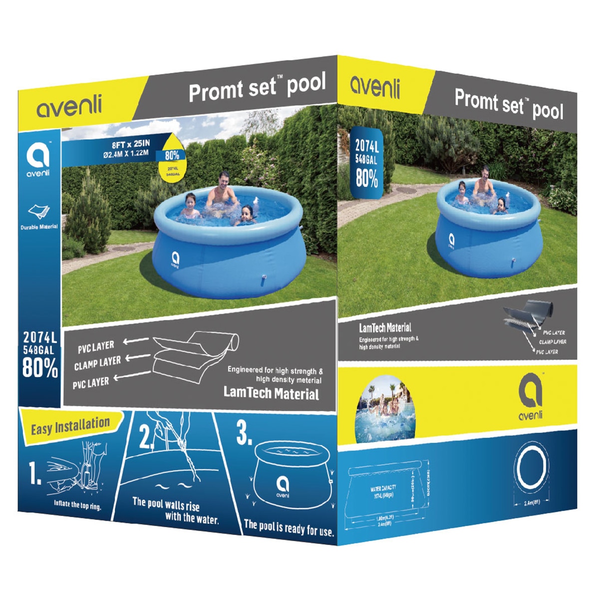 Piscina inflable Avenli de 240 cm de diámetro y 63 cm de altura Azul-9
