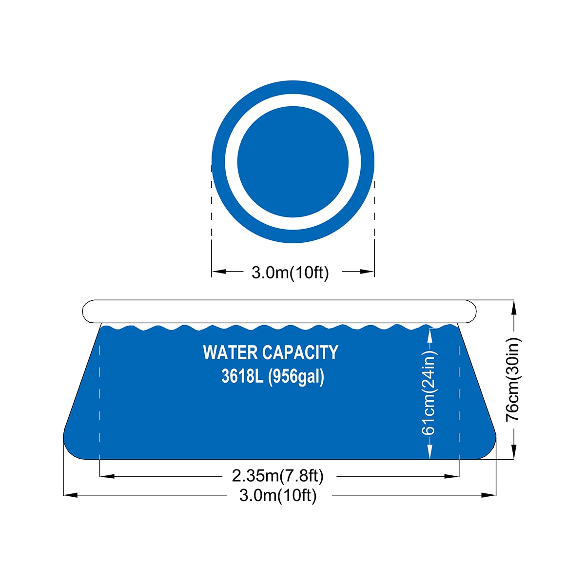 Piscina inflable Avenli de 300 cm de diámetro y 76 cm de altura. Azul-8