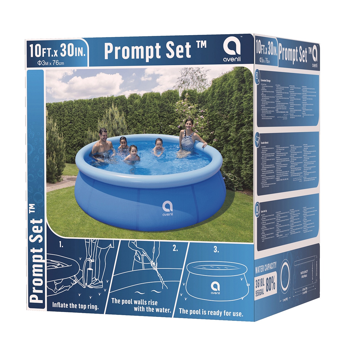 Piscina inflable Avenli de 300 cm de diámetro y 76 cm de altura. Azul-9