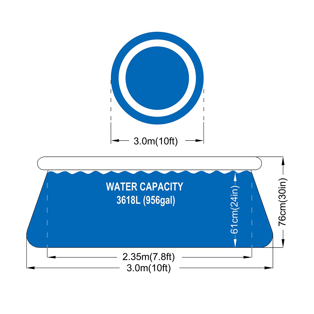 Piscina desmontable Avenli 300 cm x 76 cm con depuradora 1136 L/h. Capacidad 4383 L. Azul-11