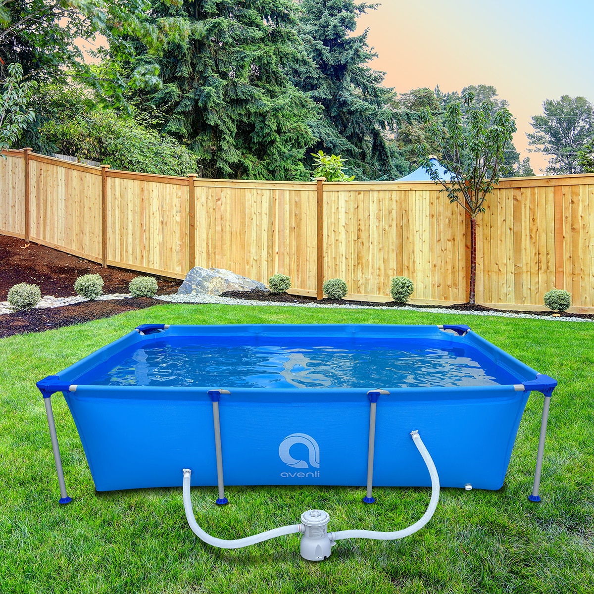 Piscina desmontable Avenli rectangular de 258cm x 179cm x 66cm depuradora. Capacidad 2612 L. Azul-6